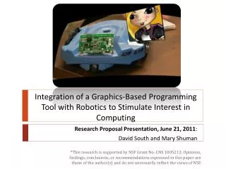 Research Proposal Presentation, June 21, 2011 : David South and Mary Shuman