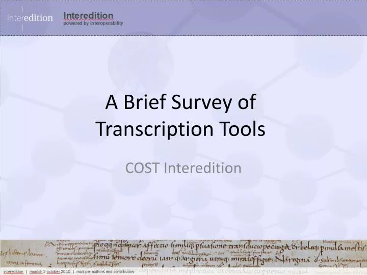 a brief survey of transcription tools
