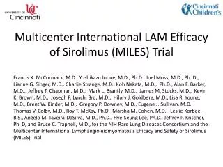 Multicenter International LAM Efficacy of Sirolimus (MILES) Trial