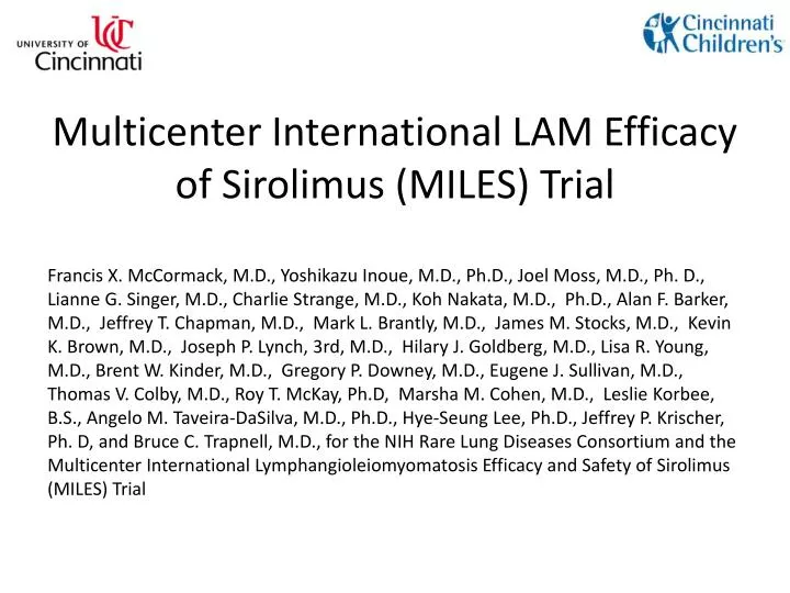 multicenter international lam efficacy of sirolimus miles trial