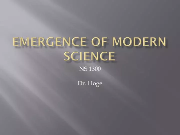 emergence of modern science