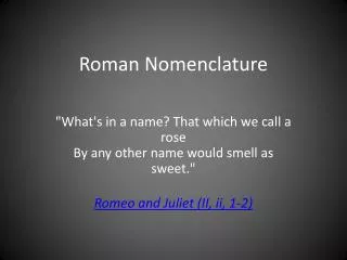 Roman Nomenclature