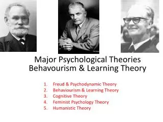Major Psychological Theories Behavourism &amp; Learning Theory