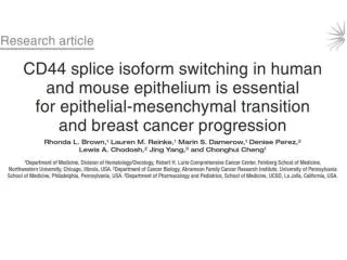 Regulated Splicing Changes are Associated with Tumor Type and Grade