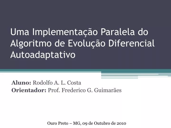 uma implementa o paralela do algoritmo de evolu o diferencial autoadaptativo