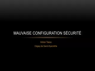 mauvaise configuration s curit