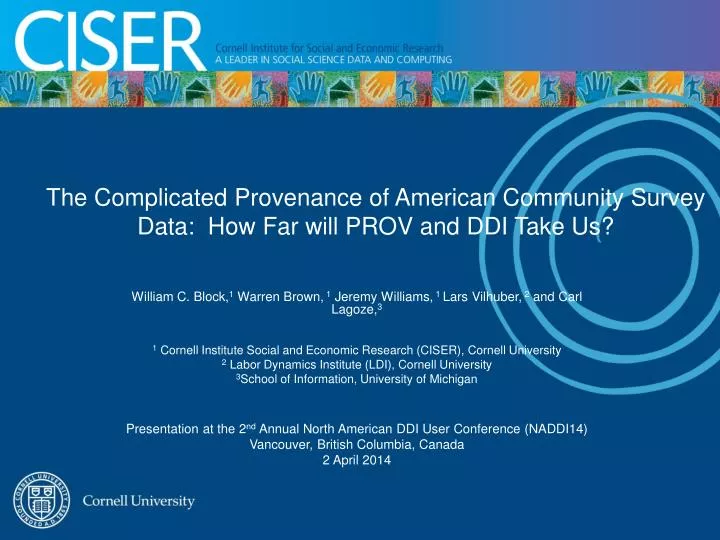 the complicated provenance of american community survey data how far will prov and ddi take us