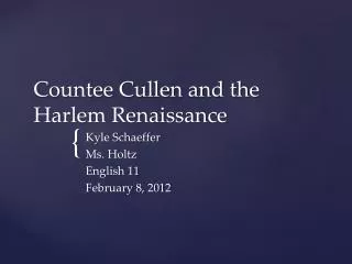 Countee Cullen and the Harlem Renaissance