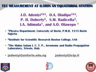 TEC MEASUREMENT AT ILORIN AN EQUATORIAL STATION