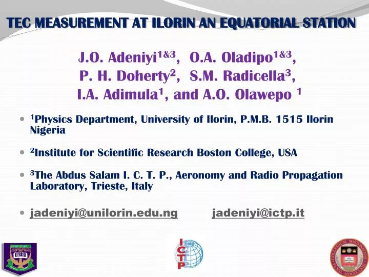 tec measurement at ilorin an equatorial station