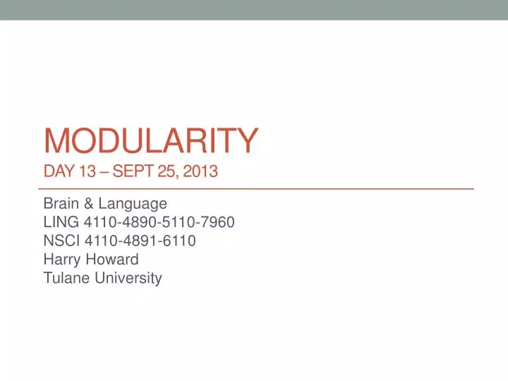 modularity day 13 sept 25 2013