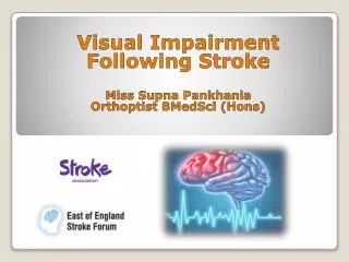 Visual Impairment Following Stroke Miss Supna Pankhania Orthoptist BMedSci ( Hons )