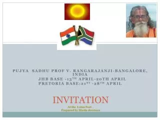 INVITATION At the Lotus Feet ... Prepared by Hindu devotees