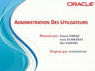 administration des utilisateurs