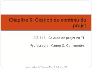 chapitre 5 gestion du contenu du projet