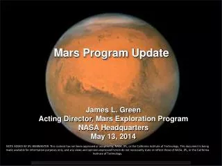 Mars Program Update