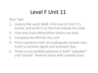 Level F Unit 11