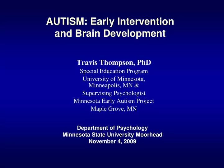 autism early intervention and brain development