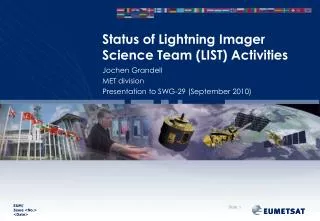 Status of Lightning Imager Science Team (LIST) Activities