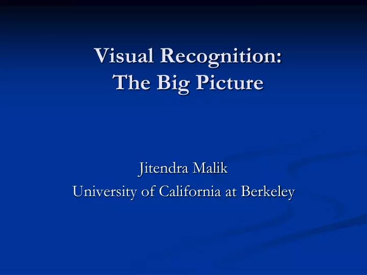 visual recognition the big picture