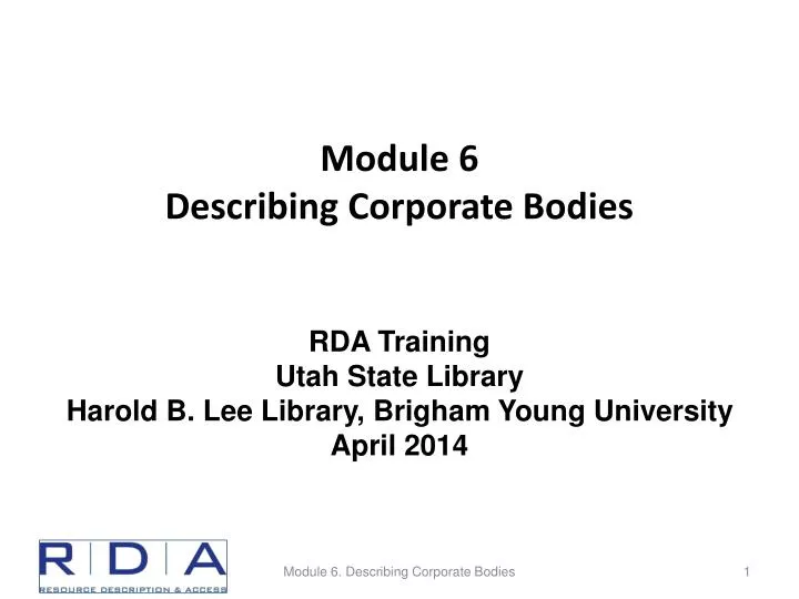 module 6 describing corporate bodies