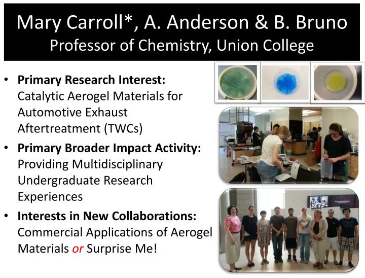 mary carroll a anderson b bruno professor of chemistry union college