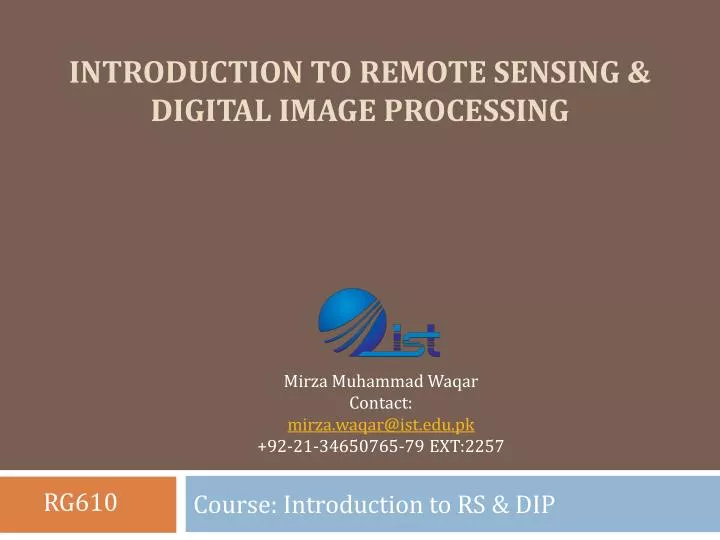 introduction to remote sensing digital image processing