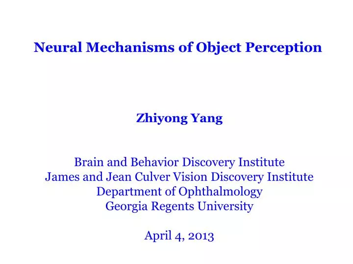 neural mechanisms of object perception