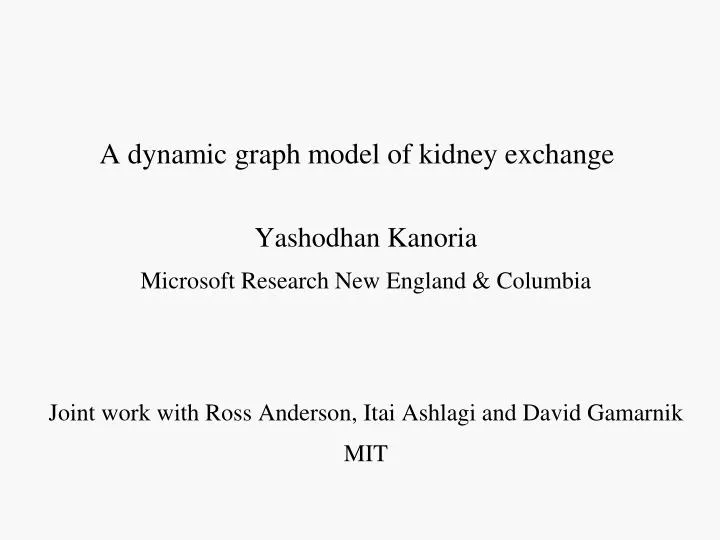 a dynamic graph model of kidney exchange