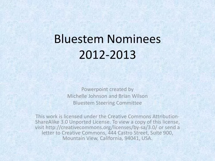 bluestem nominees 2012 2013