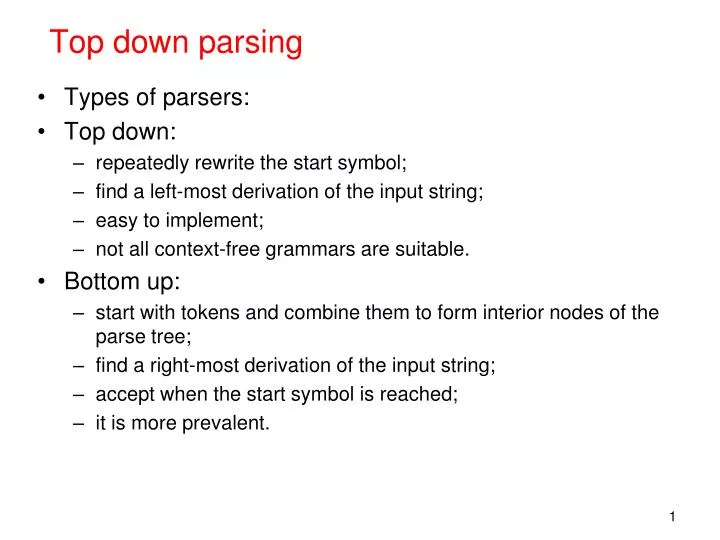 top down parsing