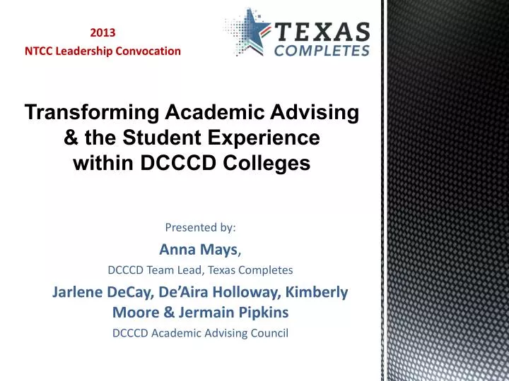transforming academic advising the student experience within dcccd colleges