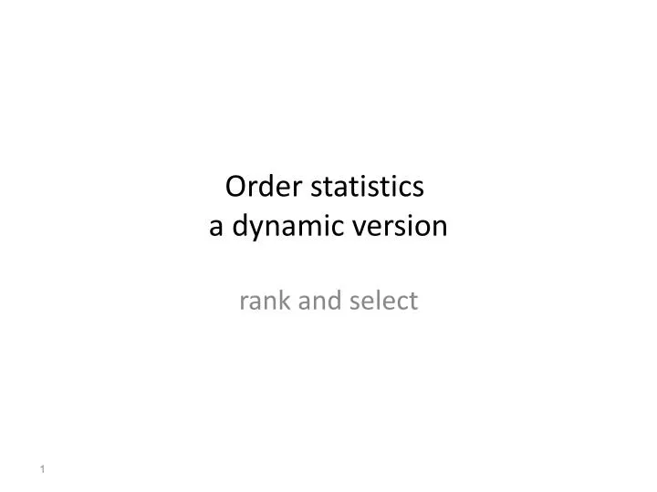 order statistics a dynamic version