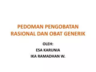 pedoman pengobatan rasional dan obat generik