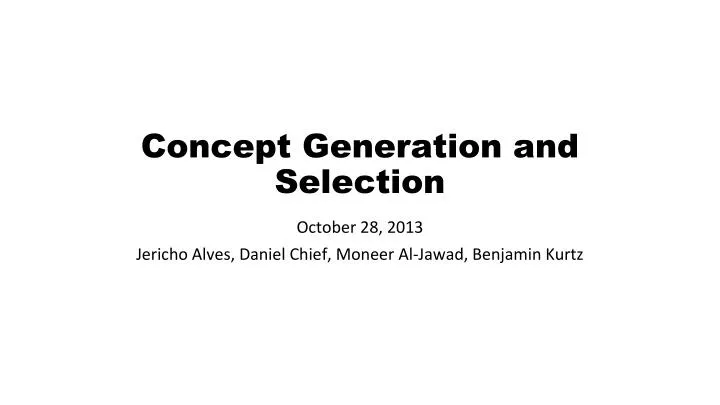 concept generation and selection