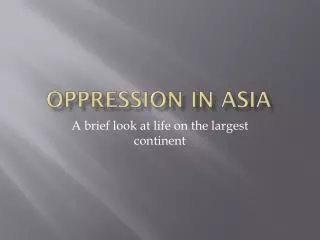 Oppression in Asia