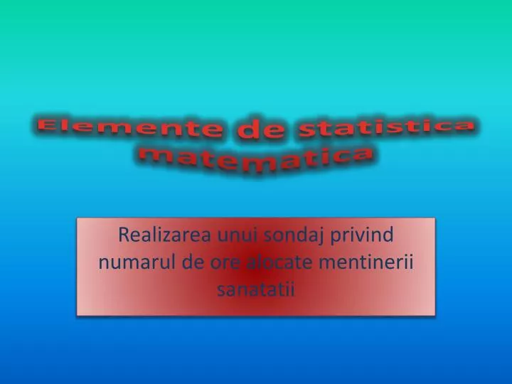 elemente de statistica matematica