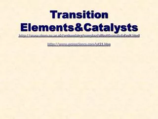 Transition Elements&amp;Catalysts