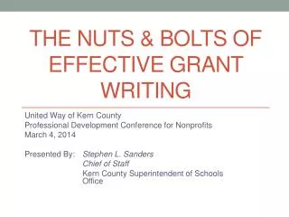 The Nuts &amp; Bolts of Effective Grant Writing