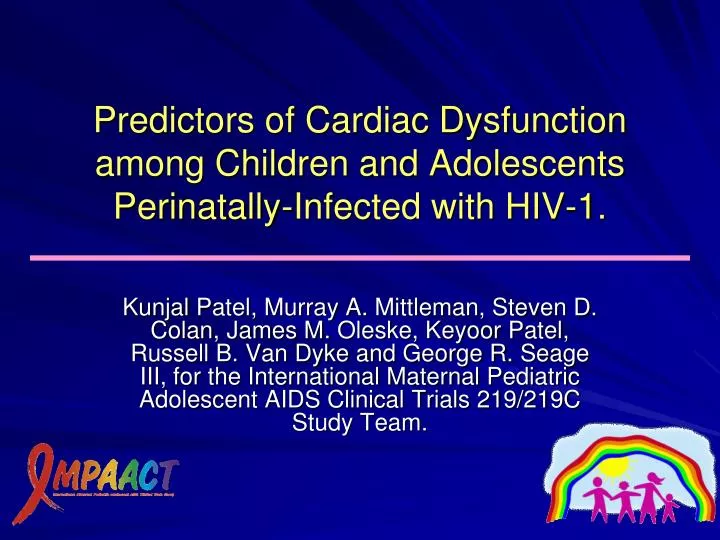 predictors of cardiac dysfunction among children and adolescents perinatally infected with hiv 1