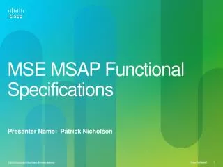 MSE MSAP Functional Specifications