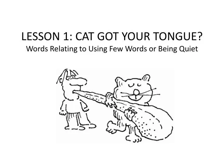 lesson 1 cat got your tongue words relating to using few words or being quiet