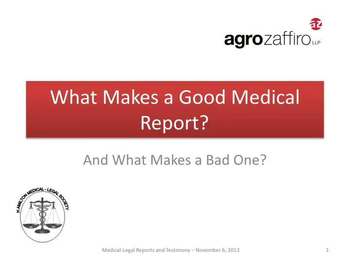 what makes a good medical report