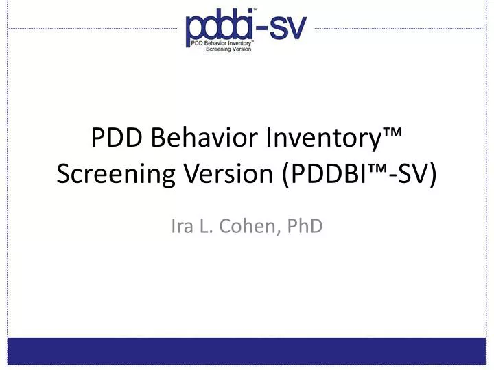 pdd behavior inventory screening version pddbi sv
