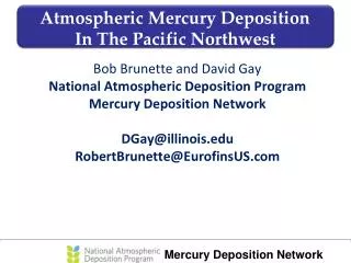 Atmospheric Mercury Deposition In The Pacific Northwest