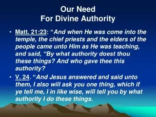 Our Need For Divine Authority