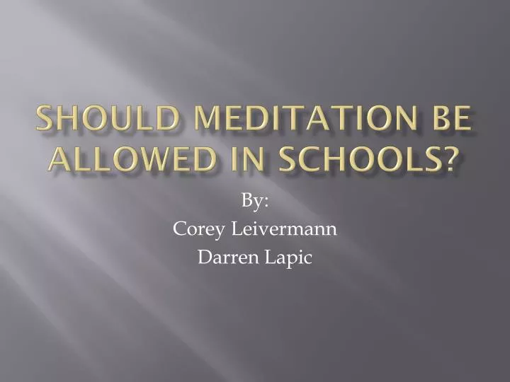 should meditation be allowed in schools