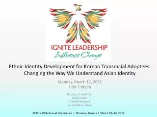 Monday, March 12, 2012 1:00-2:00pm Dr. Joy L. S. Hoffman Shane Carlin Danielle Howard