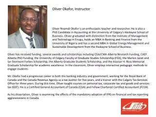 Oliver Okafor, Instructor