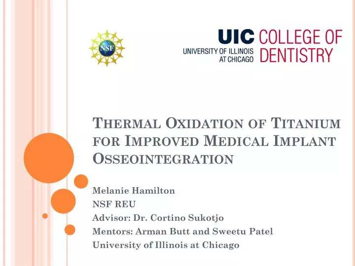 thermal oxidation of titanium for improved medical implant osseointegration